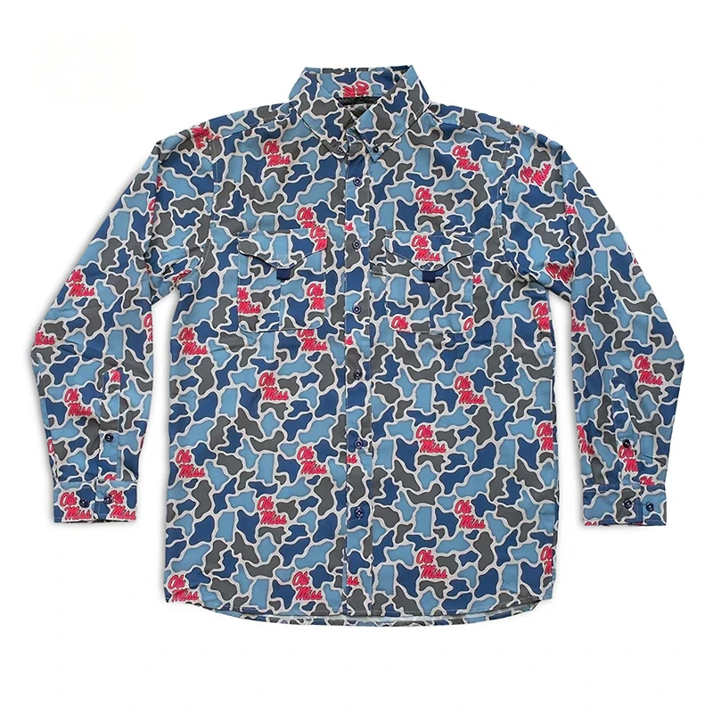 Ole Miss Camo Frio Tech Series Long Sleeve Fishing Shirt