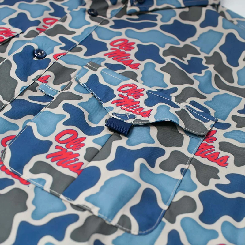 Ole Miss Camo Frio Tech Series Short Sleeve Fishing Shirt