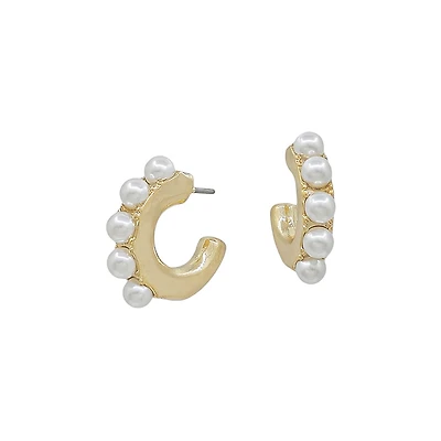 Pearl Gold Hoop Earrings