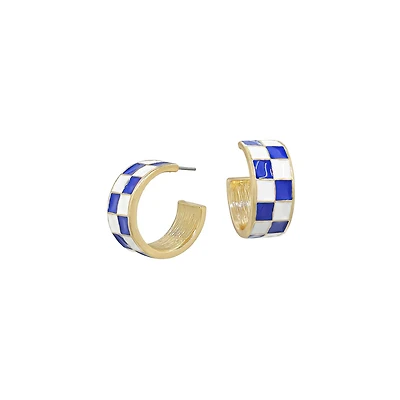 and Checkered Hoop Earrings