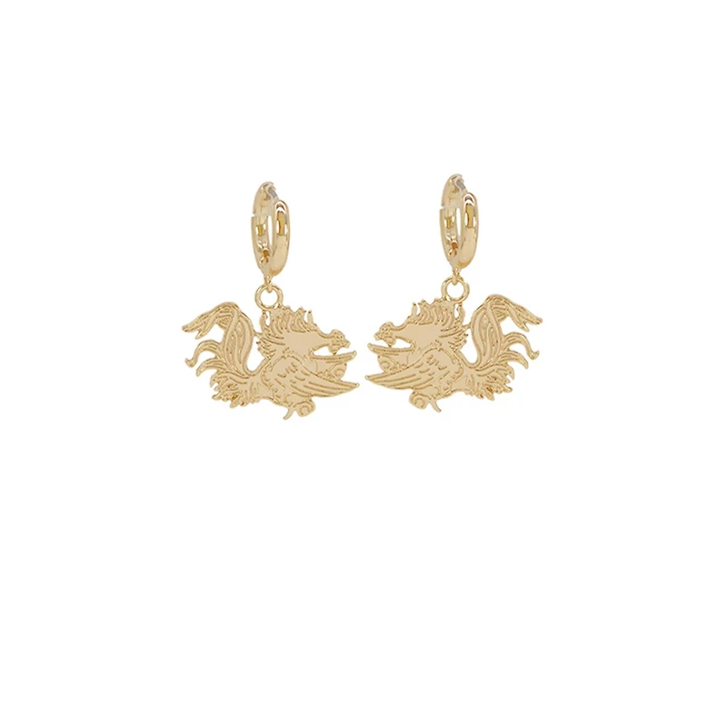 Gold Gamecock Huggies Earrings