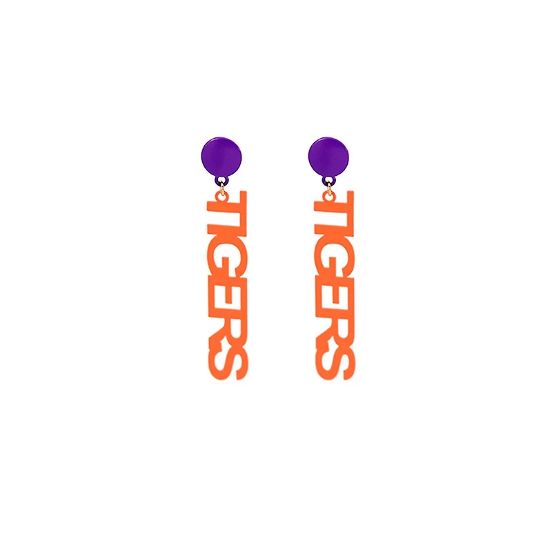 Orange and Purple Tiger Drop Earrings