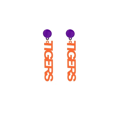 Orange and Purple Tiger Drop Earrings