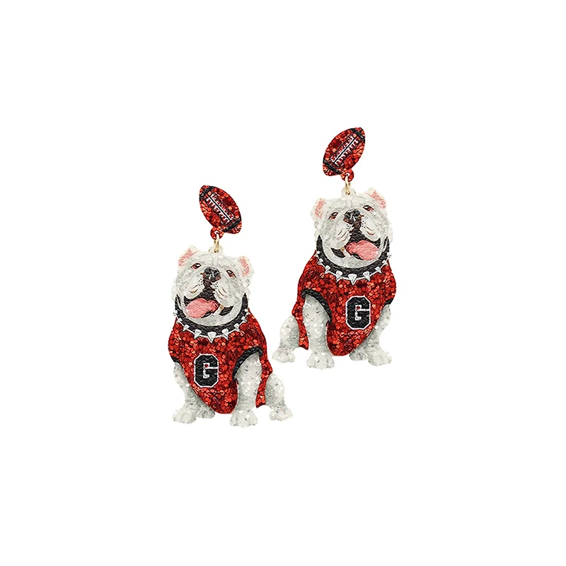 Red and Black Glitter Bulldog Earrings