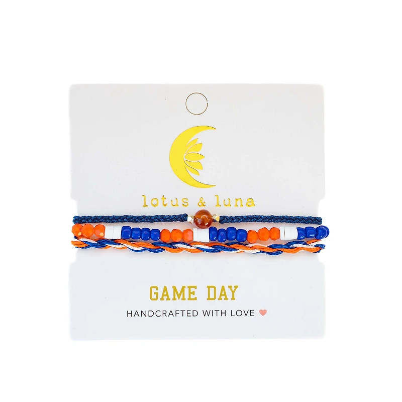 Game Day Bracelet Stack in Orange and Blue