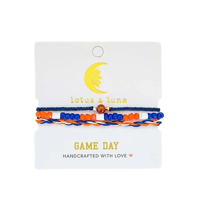 Game Day Bracelet Stack in Orange and Blue