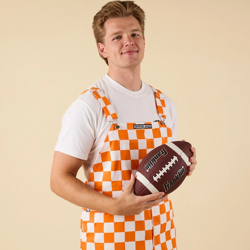 Checked Orange and White Overall Bibs