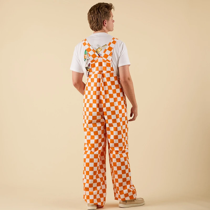 Checked Orange and White Overall Bibs
