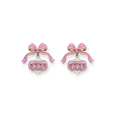 Pink Bow Ornament Earrings