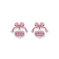 Pink Bow Ornament Earrings