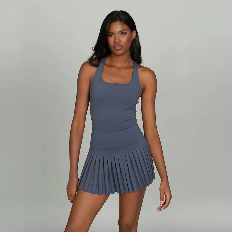 Criss Cross Back Pleated Tennis Dress Navy