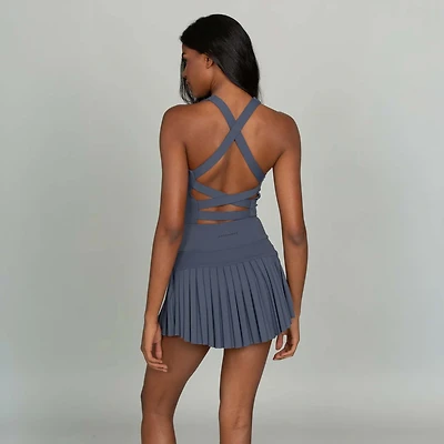 Criss Cross Back Pleated Tennis Dress Navy