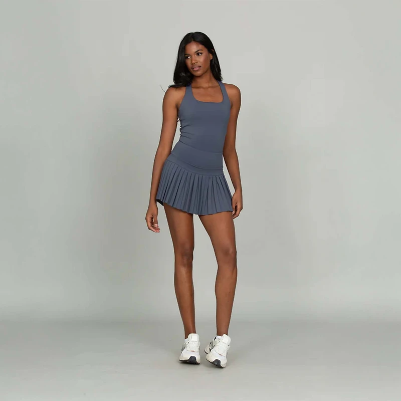 Criss Cross Back Pleated Tennis Dress Navy