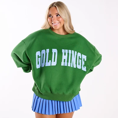Gold Hinge Arch Crewneck Sweatshirt Spring Green