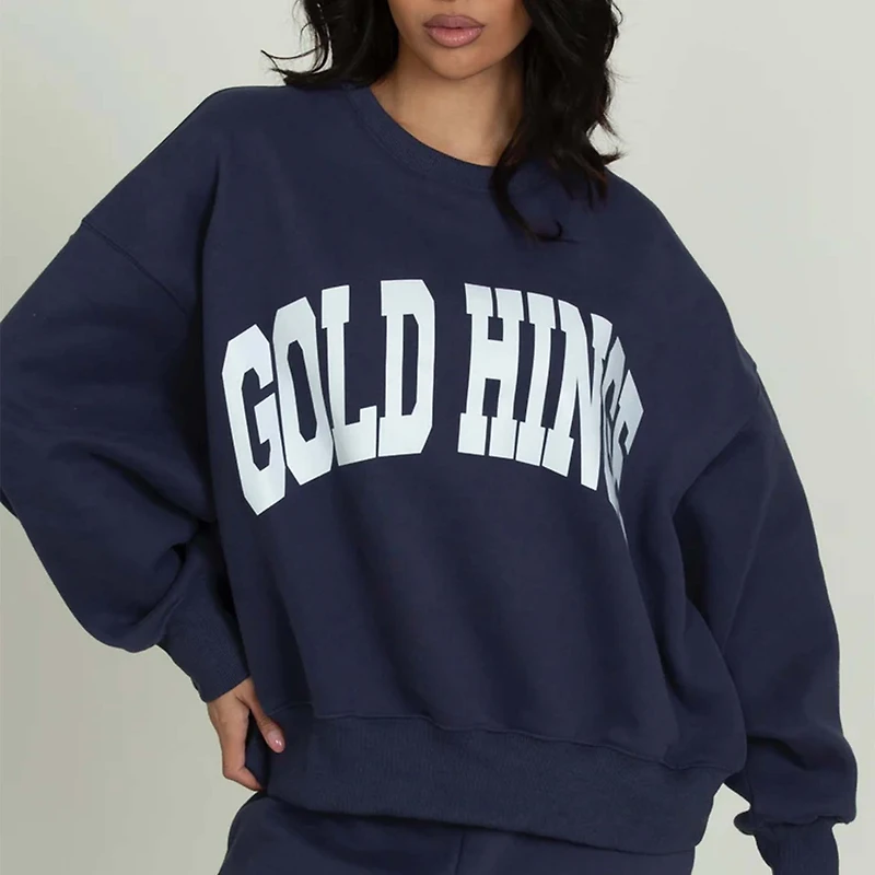 Gold Hinge Arch Crewneck Dark Denim Blue