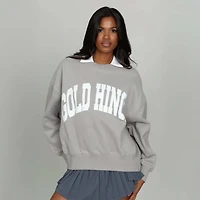 Gold Hinge Arch Crewneck Grey