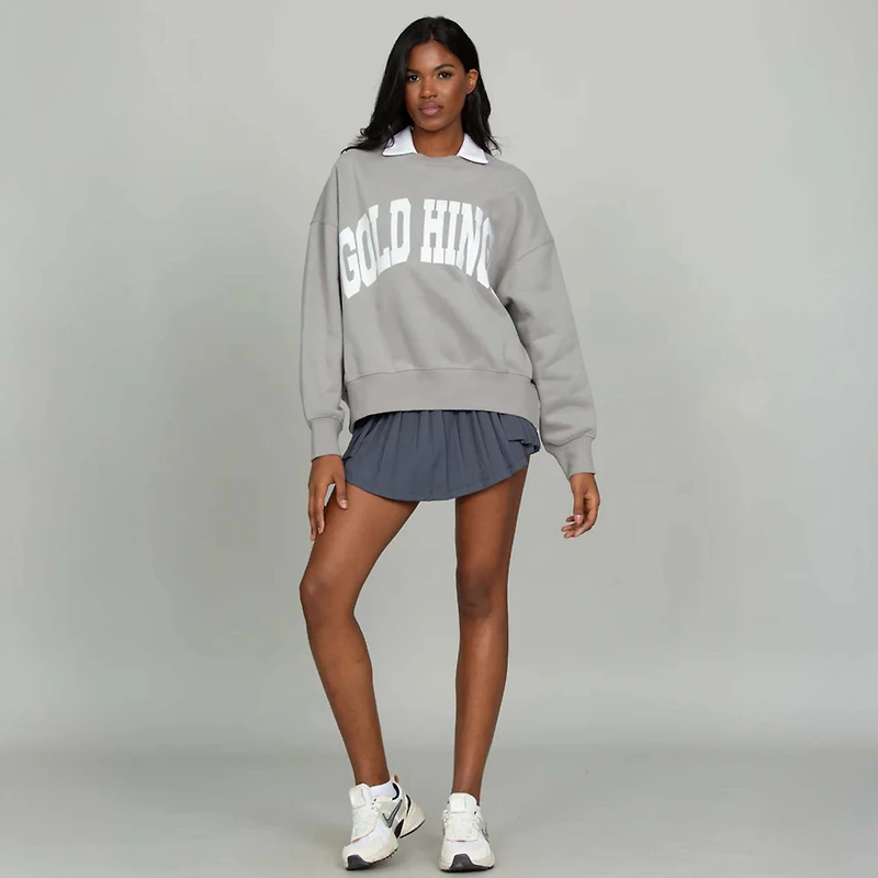 Gold Hinge Arch Crewneck Grey