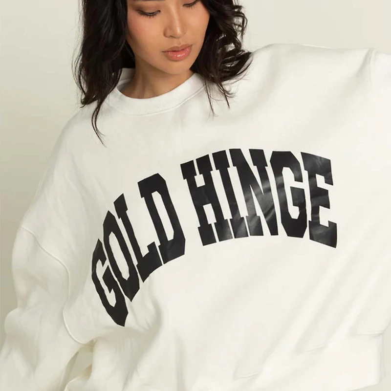 Gold Hinge Arch Crewneck Ivory