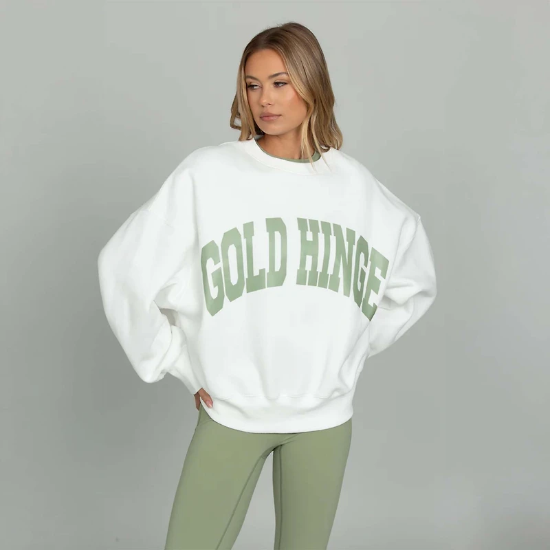 Gold Hinge Arch Crewneck Light Green