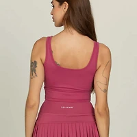 Lined Mid Length Bra Tank Top Raspberry