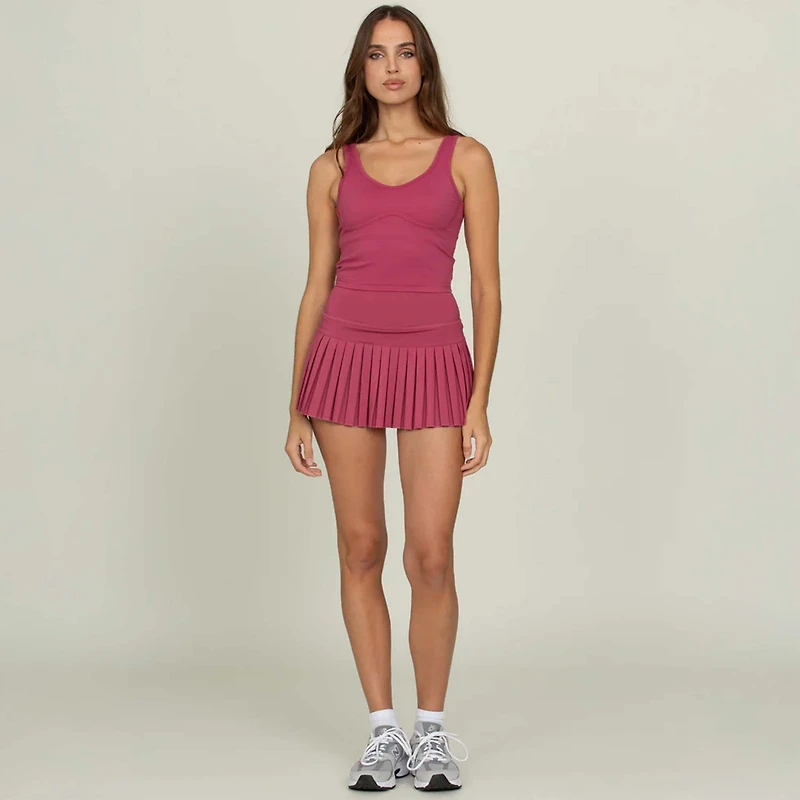 Lined Mid Length Bra Tank Top Raspberry