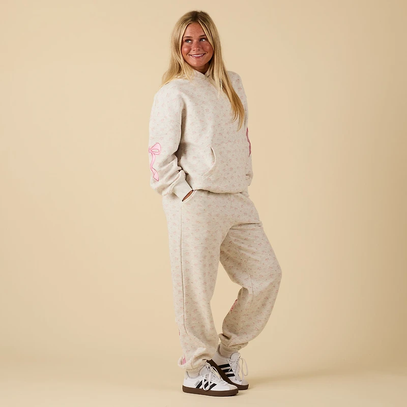 Pink Bow Ditsy Print Hoodie