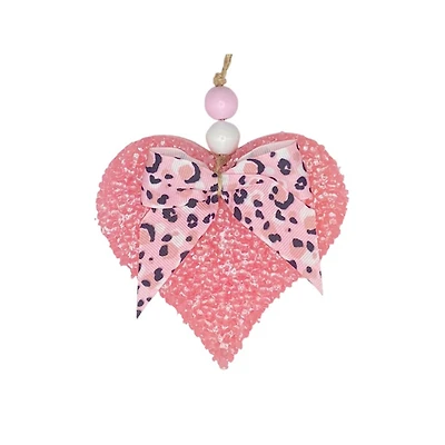 Pink Heart Freshie with Cheetah Print Bow