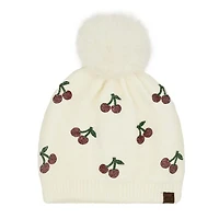 Cherry Embellished Pom CC Beanie