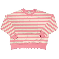 Striped Crewneck Sweatshirt Pink and Ivory