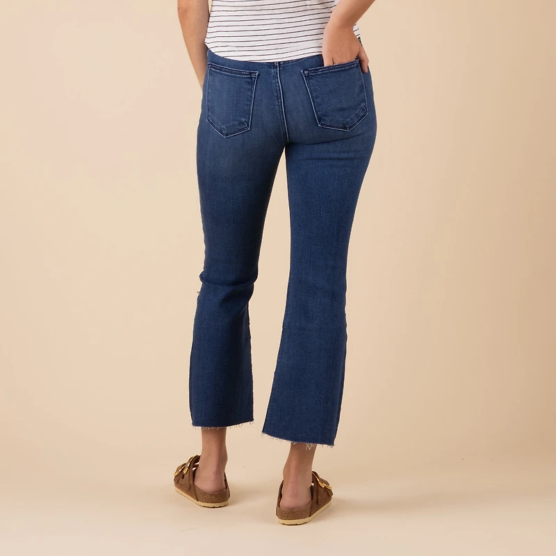 Tonal Crop Flare Jeans Dark Wash