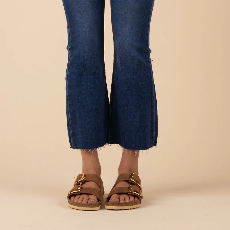 Tonal Crop Flare Jeans Dark Wash