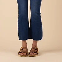 Tonal Crop Flare Jeans Dark Wash