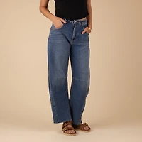 Medium Wash Seamed Barrel Jeans