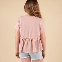 Youth Ribbed Short Sleeve Babydoll Top