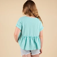Youth Ribbed Short Sleeve Babydoll Top