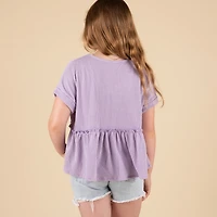 Youth Ribbed Short Sleeve Babydoll Top