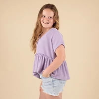 Youth Ribbed Short Sleeve Babydoll Top