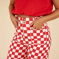Women's Red Checkered Pants