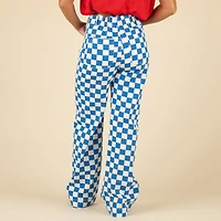 Women's Blue Checkered Pants