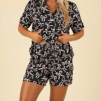 White Bows Pajama Shorts