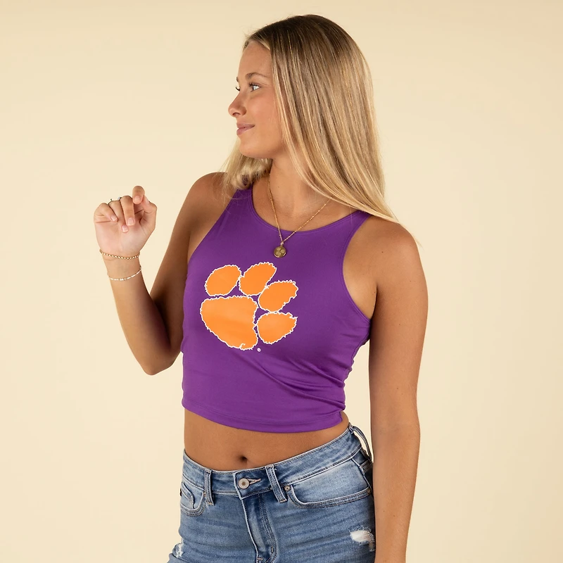 Clemson First Down Cropped Tank Purple