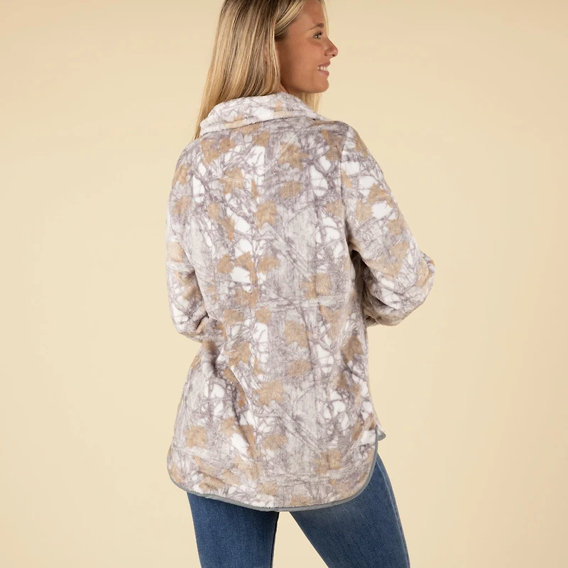 White Camo Printed Quarter Zip Pullover