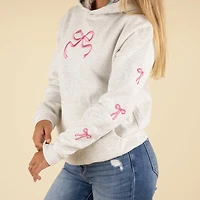 Embroidered Bow Hoodie
