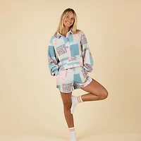 Quilt Patch Luxe Polo Pullover
