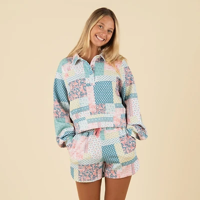 Quilt Patch Luxe Polo Pullover