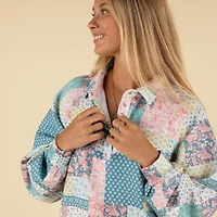 Quilt Patch Luxe Polo Pullover