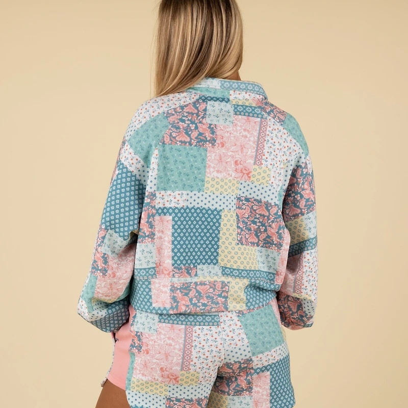 Quilt Patch Luxe Polo Pullover