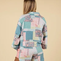Quilt Patch Luxe Polo Pullover