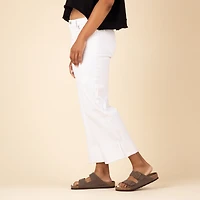 Cut Cuff Wide Leg Jeans White