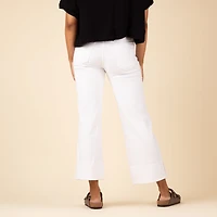 Cut Cuff Wide Leg Jeans White